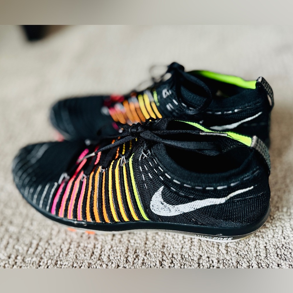 Nike Free Flyknit Women's Shoes sz Black with Multicolor Accents Sneakers size 7